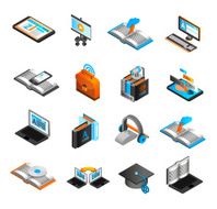 E-learning Isometric Icons Set