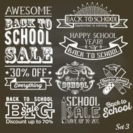 Back to School calligraphic label set on chalkboard