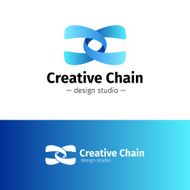 Vector creative abstract logo Gradient blue chain logotype