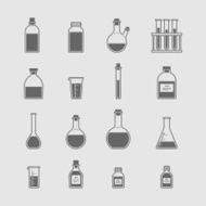 chemical glassware icons set N8