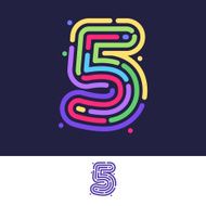 Number five colorful line fingerprint icon