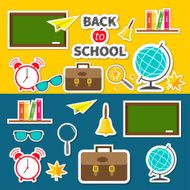 Back to school icon set Flat design N2