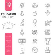 Online Education Thin Lines Web Icon Set
