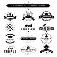 Set of black &amp; white vintage badges and labels