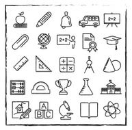 Vector thin line school education and science icons set N2