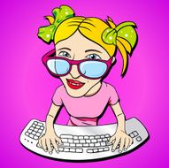 Vector girl at the keyboard N2