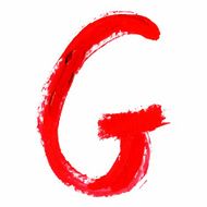 G - Red handwritten letters on white background Acrylic colors