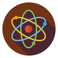 Flat Education and Science Sign Circle Icon with Long Shadow