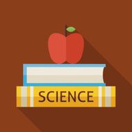 Flat Science Books with Apple and Knowledge Illustration Sh