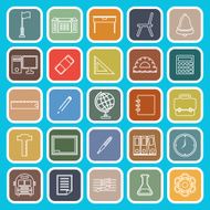 School line icons on blue background N2