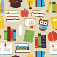 Flat Seamless Pattern Education Books and Knowledge Objects over N2