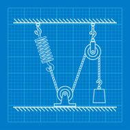 Loaded Movable Pulleys with spring and rope blueprint