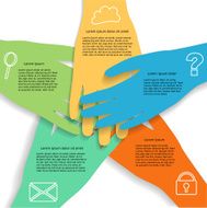 Hands Infographic showing business teamwork