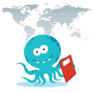 Octopus holding a report book