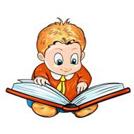 Cartoon children reading a book N2