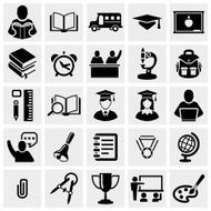 School and Education vector icons set on gray