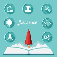 Science icon set Flat vector illustration collection
