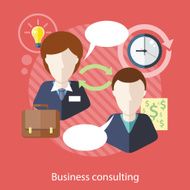 Businessman and Consultant with Speech Bubbles