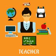 School teacher profession flat concept