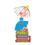 Fairy Tale Clever Princess Sitting on Stack of Books Reading N2