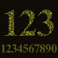 Beautiful floral numbers set vector numerals N3