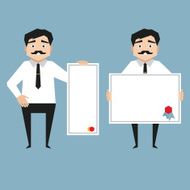 Man holding whiteboard Business presentation