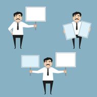 Man holding whiteboard Business presentation N2