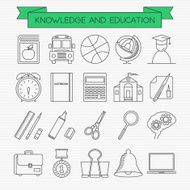 Knowledge and education line icons set