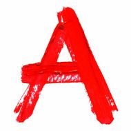 &quot;A&quot; - Red handwritten letters on white background Acrylic colors