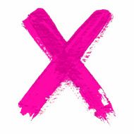 X - Pink handwritten letter on white background Acrylic colors