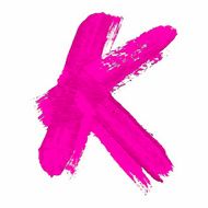 K - Pink handwritten letter on white background Acrylic colors