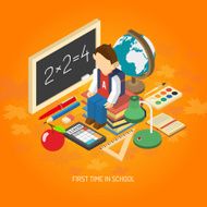 School isometric concept poster