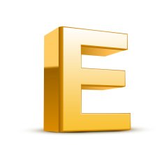 3d golden letter E N2