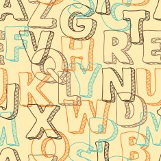 Colored seamless pattern with letters of alphabet
