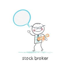 stock broker with documents says