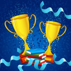 Gold Trophy with Ribbon
