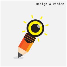 Creative pencil and light bulb design with vision concept
