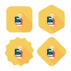 light bulb over books flat icon with long shadow eps10 N6