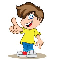 Illustration is a happy boy child pointing or showing something N2