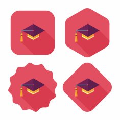 Education Cap flat icon with long shadow eps10 N22