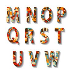 Retro Carnival Alphabet with Numbers N3