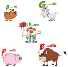 Collection of Clown and Animals with Letters