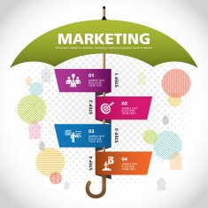 umbrella strategy template modern info graphic design N5