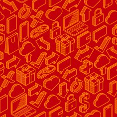 abstract seamless pattern with isometric icons
