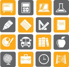 Silhouette school and education icons N3