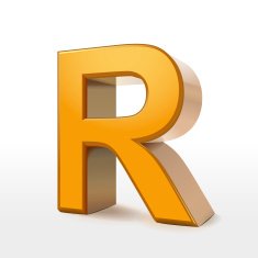 golden 3d alphabet R