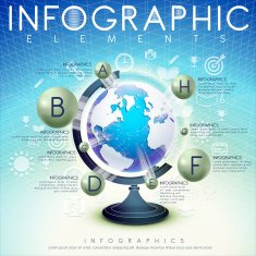 abstract background with globe and icons infographic elements