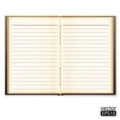 Open old notebook isolated on white