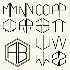 Set 2 template two letter to create a monogram
