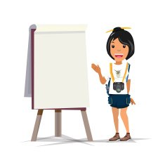 tourist girl with presenting board